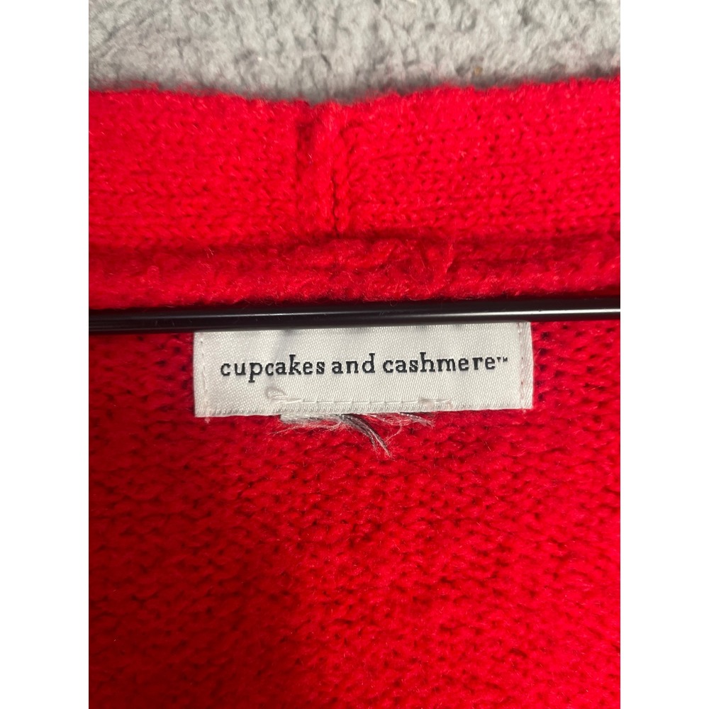 Red Cardigan Sweater Womens M Cupcakes and Cashmere V Neck Button Front - Picture 2 of 10